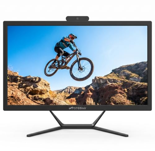 STGsivir All in One PC, Pantalla FHD 21.5, Core i5, 16G RAM, 512G SSD | Ordenador Todo en uno, WiFi, BT 5.0, Webcam, Win11 Pro, Negro, Ordenador de Sobremesa para Casa & Oficina
