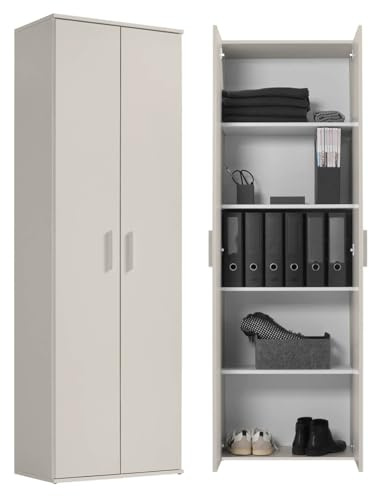 mokebo Mehrzweckschrank Aktenschrank Kaschmir (60x180 cm) 'Der Lange' Made in Germany aus Holz auch als Büroschrank Allzweckschrank Schuhschrank Grau Beige