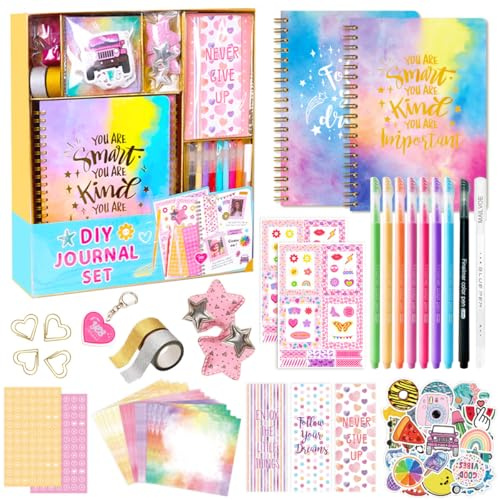 MINYUGUT 2-pack dagbok set tonåring flickor gåvor, gör-det-själv journal kit, scrapbook & diary supplies set gör-det-själv skolmaterial, brevpapper och scrapbook, kreativt hantverk för 8–14 år flickor