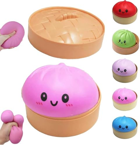 TQYC New -Dumpling Squishies & Dumpling Squishy Mystery Box ，Soft TPR Sensory Stress Ball Fidget Toy (Pink)
