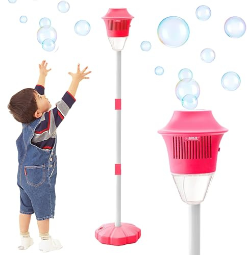Lampe à bulles de jardin, machine à bulles d'extérieur avec lumière et musique, machine à bulles électrique rechargeable avec plus de 20 000 bulles par minute, pour jardin, fête, enfants (rouge)