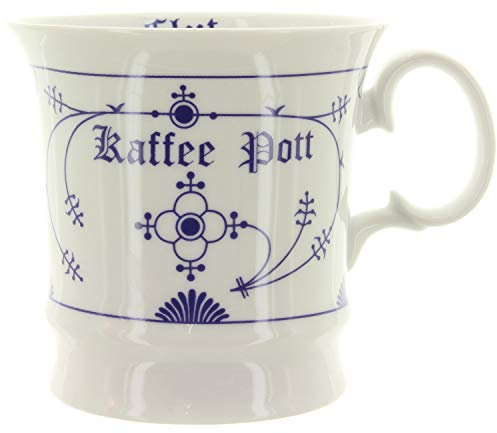 Ocean-Line Herrenbecher Kaffee Pott Kapitäns Becher Indisch Blau / Strohblume Porzellan