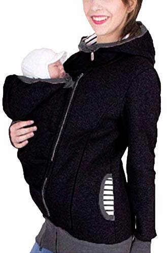 Zalock 3 en 1 bébé Maternité Veste Multifonctionnelle Hiver Rembourrée Kangourou Porte-bébé Pullover Sweat-Shirt Automne Hiver