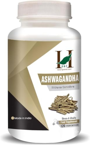 H&C Ashwagandha Capsules (Withania Somnifera) - 900mg per Serving, 120 Vegan Capsules | for General Wellness