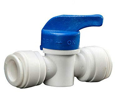 Válvula de bola de cierre con tubo de ajuste a presión, válvula de tanque de agua de plástico para neveras, acuarios y fontanería de ósmosis inversa (tubo de 0,95 cm x tubo de 0,95 cm)