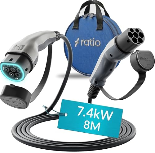 Type 2 EV Charging Cable 7.4kW | 32A | 8M | 1-Phase | Mode 3 | 8 Metre Type 2 to Type 2 Charging Cable 7kW Electric Car Charger, Fast EV Vehicle Charger - Made in Holland – With Storage Bag