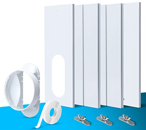 TOPOWN 4 Stück Fensterabdichtung Platte für Mobile klimageräte, Einstellbare Fenster Kit Platte für Abluftschlauch mit Durchmesser 13/15cm, für vertikal/horizontal Schiebefenster, mit Fenster Adapter