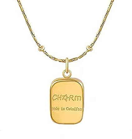 KONFEN Damhalsband, Kedja Smycken Halsband, Hänge Halsband med Guld Fyrkantigt Hängsmycke, Y-Halsband Dam Tonåring Mamma, Alla Hjärtans Dag Present (Guld), Metall