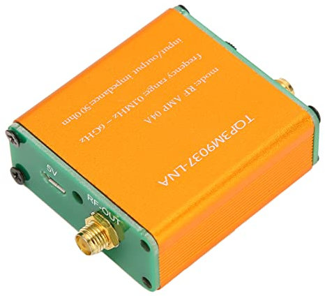 0.1MHz‑6GHz Full Band Low Noise Amplifier, 20dB High Gain LNA RF Power Preamplifier Module, SMA Female Ultra Low Noise Gain Block Amplifier, 300mAh Battery (Shipped Without Battery)