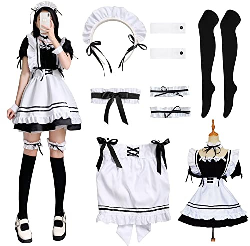 YushengTai French Maid-cosplayklänning, klassisk pigdräkt, för jul och halloween