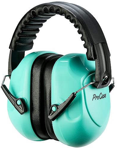 ProCase Gehörschutz Lärmschutz Kopfhörer Ohrenschützer mit Rauschunterdruck Professionell faltbar Kapselgehörschutz Safety Ear Muffs NRR 28dB Schallschutz für Autismus Schießsport Jagd Bau -Türkis