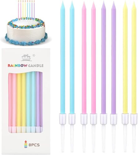 ChAusa 64 Stück Geburtstagskerzen, Geburtstagskerzen für Torte, Dünne Lange Bunte Geburtstagskerze,Geeignet für Jungen-Mädchen-Geburtstagsfeierdekoration und Hochzeitsfeier-Kuchendekoration
