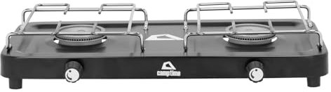 CAMPTIME Tarbit Gaskocher 2-flammig | Camping Kocher mit 50 mbar Stufenlos regelbar & kompakt | Robuster Outdoor Campingkocher Gas ideal für Zuhause, auf Reisen als Campingküche