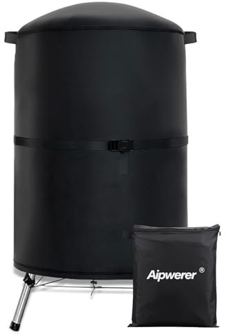 Aipwerer Housse Barbecue Exterieur, 600D Oxford Bache Barbecue pour Weber, Brinkmann, Enders, Char Broil, Housse de Protection BBQ de Anti-Vent, Anti-UV, Antipoussière, Anti-l'eau (Ø70x90cm)