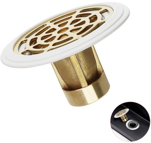 Piletta Doccia, JANDH Spina Anti Odore Ottone Addensato, Nucleo di Scarico a Pavimento con Anello in Gomma, Prevenire L'odore, Adatto per Fori di Scarico a Pavimento con un Diametro di 27-55 mm