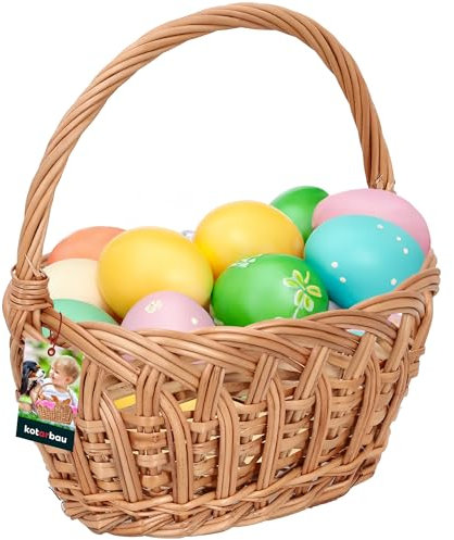 KOTARBAU® Weidenkorb mit Henkel Kinder Osterkorb mit Henkel Klein Rund 230 x 200 mm Osterkorb Weide kleine Osterkörbe geflochtener Korb mit Henkel Osterkörbchen Henkelkorb Korb geflochten mit Henkel