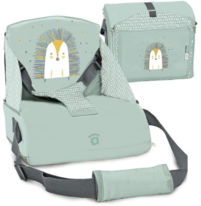 Asalvo Trona de Viaje para Bebés hasta 15 kg Plegable - Silla Portátil para Comer Bebé con Arnés de Seguridad + Máxima Estabilidad - Asiento Elevador Infantil con Bolsillo + Ideal para Viajes