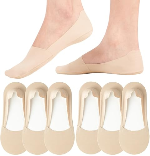 Caldodo No Show Trainer Socks Womens, Non Slip Invisible Socks for Ladies | Low Cut Liner Footsies Thin Silk Foot Socks, Lightweight Summer Shoe Hidden Socks for Canvas Loafers Ballet Flats, 3-5 6-8