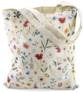 Avezano Canvas Tote Bag for Women & Girls - Colorful Floral Design, Reusable for Shopping, Work & Travel