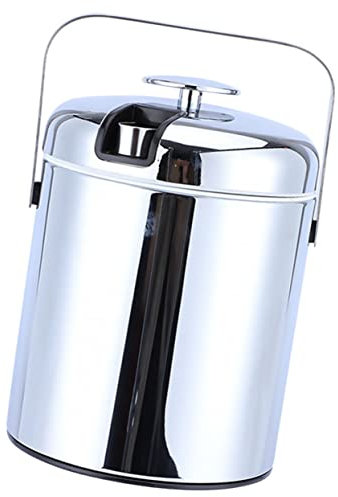 COLLBATH Cubo de Hielo Portátil Aislamiento Térmico de 1.3l de Acero Inoxidable y Asa Contenedor Resistente y Moderno para Ktv y Fiestas para Bar y Hogar