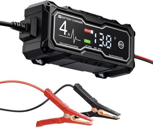 Mantenitore di batteria, mantenitore di carica batteria per auto intelligente - Smart Trickle automatico con display LED,Caricabatterie di mantenimento per batterie per auto, caricabatterie galleggian