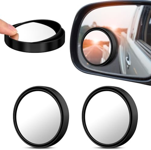 HOTUT Specchietti per Angolo Morto,2 Pezzi Specchio Angolo Cieco Regolabile a 360° HD Impermeabile,Specchio Convesso Retrovisore Per Auto SUV Furgoni Camion (Nero)