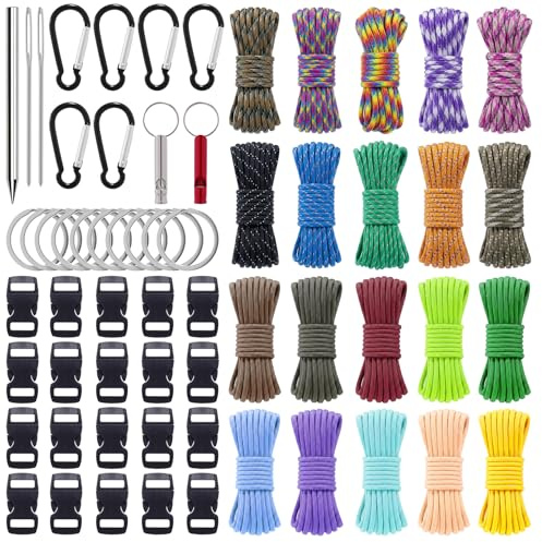 KAHOUI 20 Colors Paracord Bracelet Kit Rope DIY 10 Feet Paracord 550