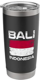 Bali Indonesia Flag Distressed Island Pride Design Stainless Steel Insulated Tumbler