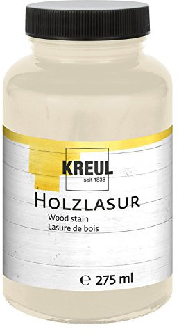 KREUL 78201 - Farbintensive Acryl Holzlasur, 275 ml Kunststoffglas in weiß, für unbehandeltes, natürliches Holz und saugende Naturpapiere, fließend - flüssige Farbe auf Wasserbasis