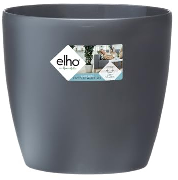 elho Brussels Round Wheels 47 - Large Plant Pot Indoor - 100% recycled plastic - Ø 46.5 x H 43.5 cm - Black/Anthracite