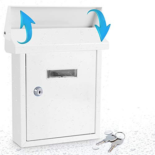 Serenelife Buzón de acero galvanizado resistente a la intemperie con solapa de metal para cartas de correo, periódicos, hucha de dinero, buzones decorativos para exteriores, oficina en casa, negocios