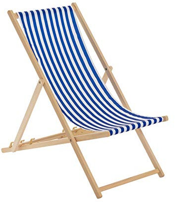 Harbour Housewares Klapper Holzdeckstuhl - Marinestreifen