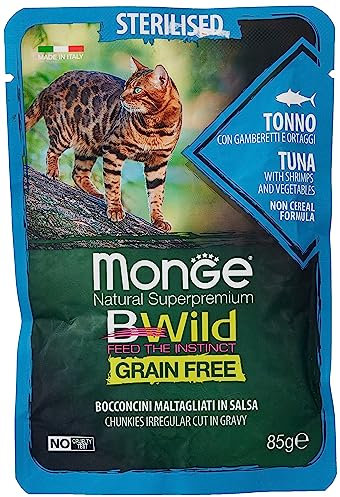 Monge Natural Superpremium Adult ANCHOVIES with Vegetables, Katzenfutter für Erwachsene Katzen (Nassfutter für Katzen mit Sardellen und Gemüse, getreidefrei, 85 g)