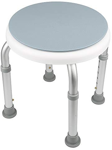 360 ° svängbar duschpall, justerbar höjd, duschhjälp, halkfri aluminiumbadrumssätning för äldre och söta väntande kvinnor