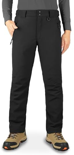 33,000ft Men's Waterproof Trousers Warm Fleece Lined Ski Snow Pants Thermal Softshell Trousers for Golf Hiking Walking Black 32W/34L
