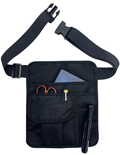 Wanty Server Apron Restaurant Waiter Waist Money Pouch Bag Restaurant Apron Bag with Removable Adjustable Shoulder Strap and Waist Belt for Tip, Change, Tablet, Tools