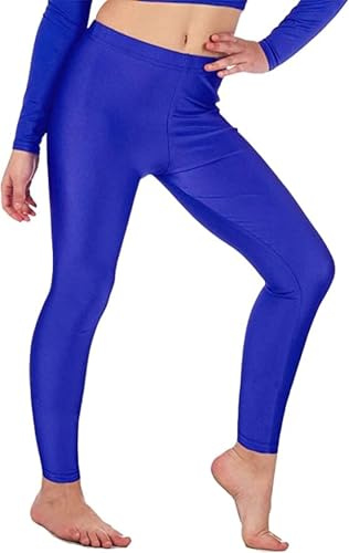 BOOM Prime Leggings da Ginnastica Lucidi da Donna, Collant in Lycra Elasticizzati da Balletto Senza Piede al Neon (Blu Reale, M/L)