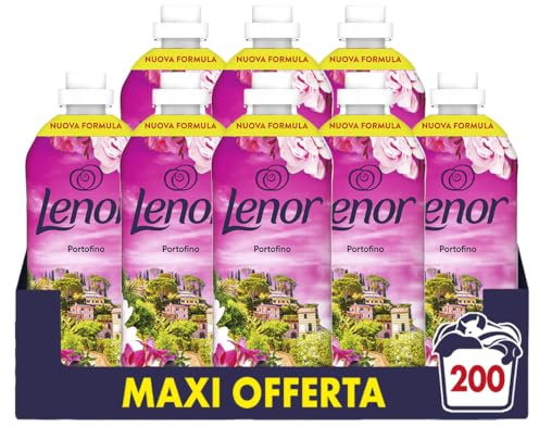 Lenor Ammorbidente Lavatrice Concentrato, 200 Lavaggi (8X25), Atmosfere D'Italia Portofino, Freschezza Di Lunga Durata E Morbidezza Di Origine Vegetale, Lenzuola Profumate Fino A 1 Settimana
