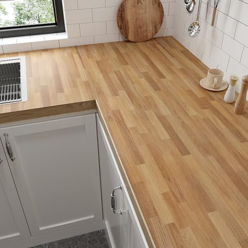 VaryPaper Papier Peint Imitation Bois Brun Clair 40cmx200cm Film Adhésif pour Meuble Stickers en Bois Autocollant Cuisine Porte Bureaux Escaliers Rouleau Vinyle