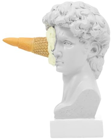 LIFKOME Eiscreme-Schmetterling David David-Statue-schmuck R?mische Büstenstatue Gips David Skulpturen Griechischer Kopf Statue Von David Künstlerstatue Empfindlich Brustumfang Harz Mann