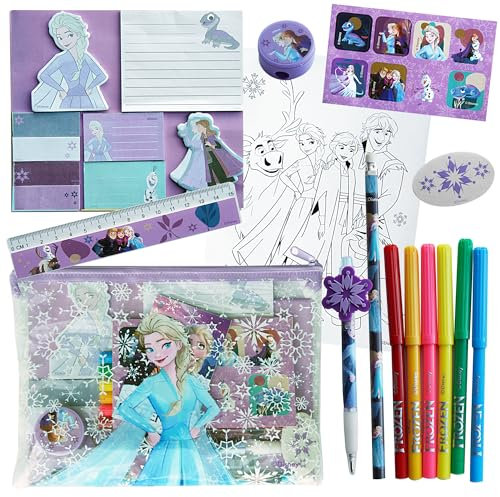 Disney - Frozen Federmäppchen für Mädchen - Frozen Stifte -Set mit Bleistiften, Stickern und Zeichenzubehör - Frozen Geschenke
