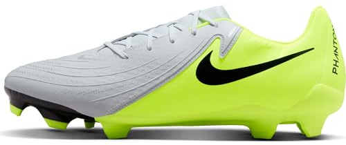NIKE Men's Phantom Gx II Academy FG/MG Football Shoe, Plateado/Negro/Verde Fluorescente, 45 EU