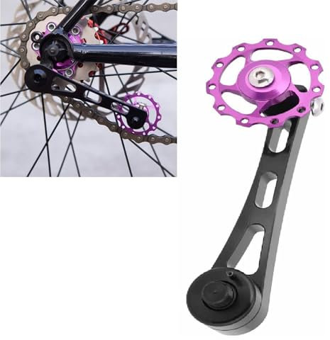 Risegun Tendeur de Chaîne de Vélo, Stabilisateur de Chaîne à Vitesse Unique en Alliage D'aluminium, Guide de Chaînes de Dérailleur Arrière, Convertisseur de Vitesse Unique pour VTT