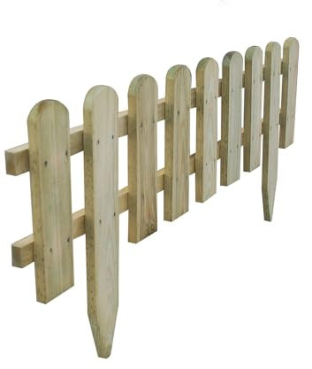 Picket Fence Wooden Panel Garden Border Edging FSC Certified Timber Pressure Treated Against Rot Fixed Picket Panel for Lawn, Driveway & Paths Easy Install with Pre-Drilled Holes & Spikes_40x 99cm