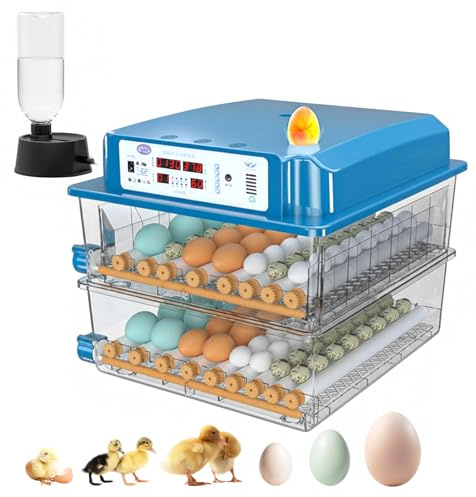Aeroflexa Incubadora huevos gallina,Incubadora de 120 Huevos,con volteo automático de huevos y monitor de humedad,5 modos de incubación,adecuada para huevos de gallina,pato,ganso y codorniz (azul)