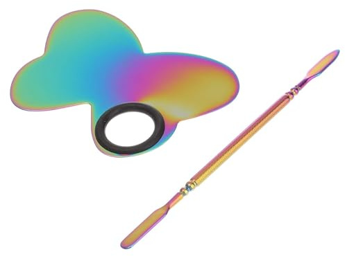 Cabilock Palette de Mélange Maquillage en Acier Inoxydable Spatule, Surface Lisse pour Nail Art et Mélange de Couleurs, Set Pratique