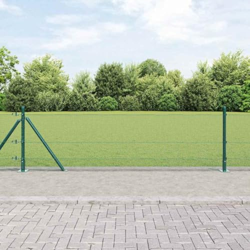 Recinzione esterna, recinzione in rete metallica, recinzione esterna, recinzione per cani, per esterni, recinzione con palo verde 0,4 x 100 m in acciaio per balcone, pubblico, parco, delimitazione