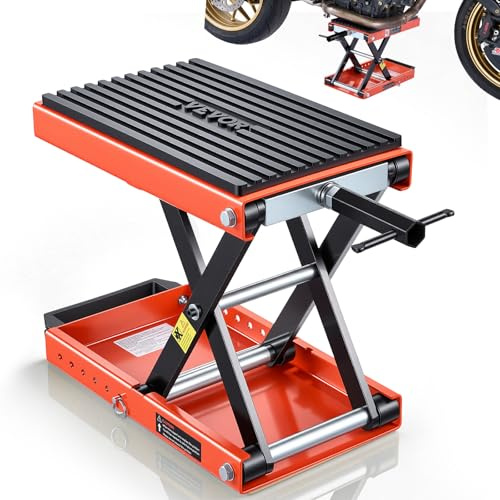 VEVOR Martinetto a Forbice per Moto, Piattaforma di Sollevamento Compatta Carico Max 680 kg, Escursione di Sollevamento 10,5-35 cm per Manutenzione Moto da Officina Garage, Sollevatore in Acciaio