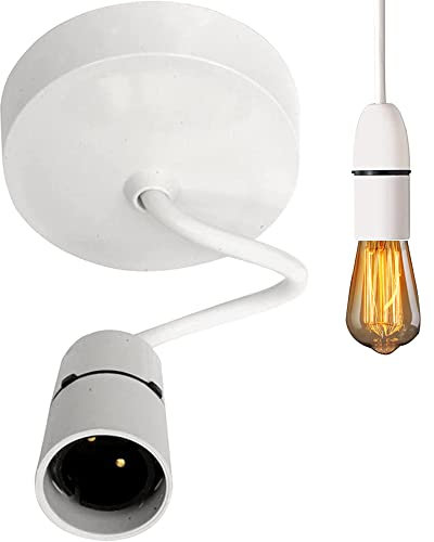 Light Fitting Ceiling Pendant with Lampholder BN Set 6 Inch Flex Cable Fixtures Ceiling Rose White Lamp Holder Light Fitting Kit for Dining Room Decoration