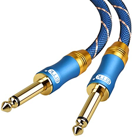 EMK 6,35 mm Gitarren Kabel, Mono TS 6,35 mm Audio Jack Instrumentenkabel 6,3 mm klinke auf 1/4 klinkenkabel Nylon geflochten Gitarrenkabel für E-Bass, Lautsprecher, Verstärker usw (1 m)